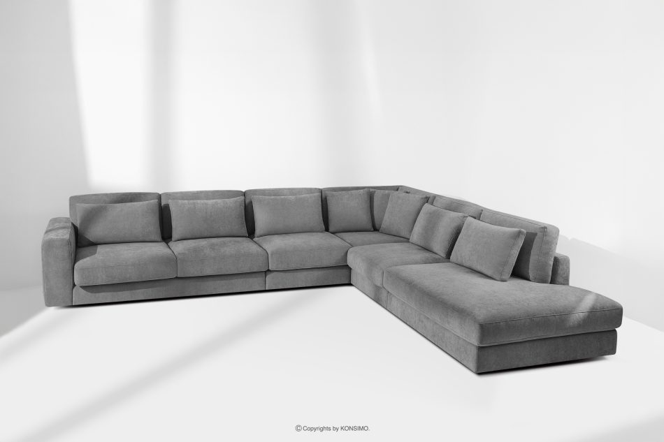 VERUS Veľká pravostranná rohová sedačka do obývacej izby z tkanej látky tmavošedá tmavo sivá - obrázok 18