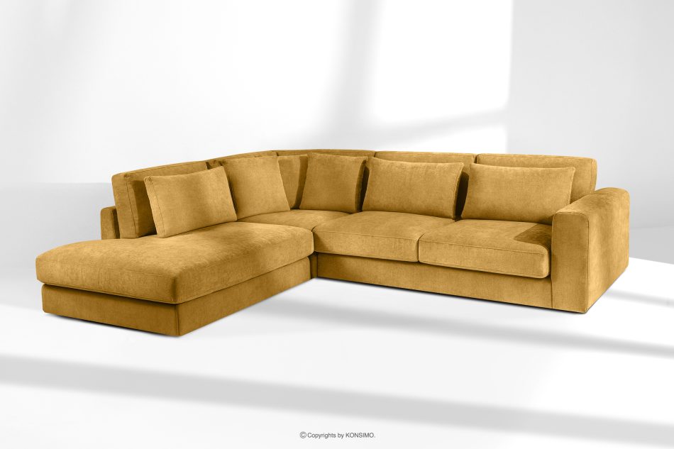 VERUS Veľká rohová sedačka z tkanej látky ľavá žltá žltá - obrázok 18