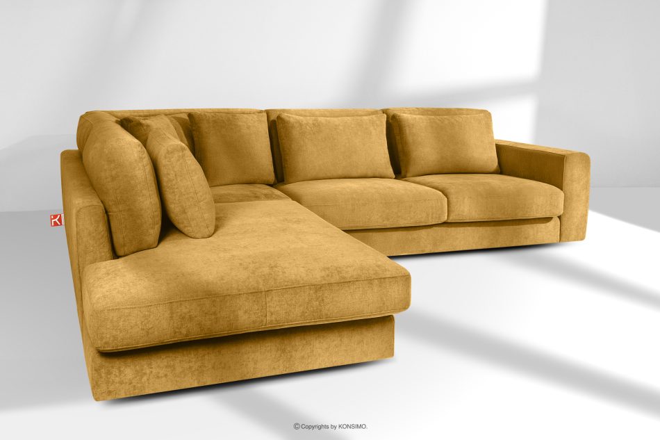 VERUS Veľká rohová sedačka z tkanej látky ľavá žltá žltá - obrázok 19