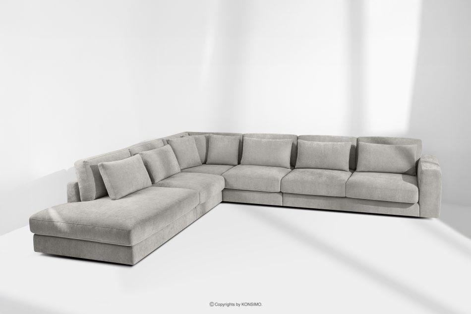 VERUS Veľká rohová pohovka do obývacej izby z tkanej látky ľavá svetlo sivá svetlo sivá - obrázok 18