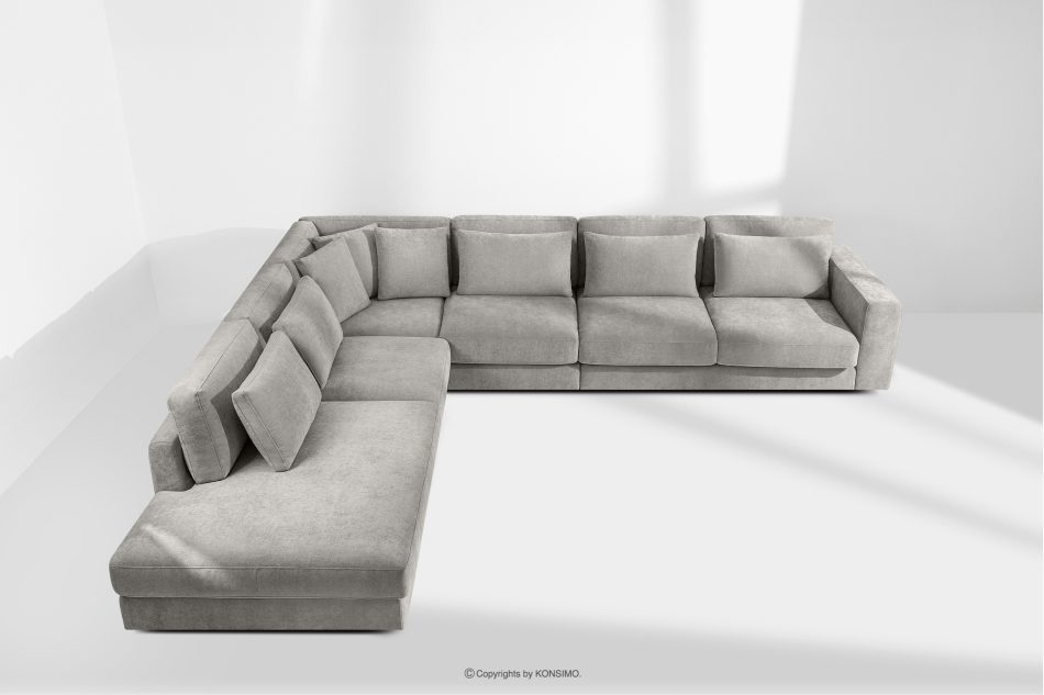 VERUS Veľká rohová pohovka do obývacej izby z tkanej látky ľavá svetlo sivá svetlo sivá - obrázok 19