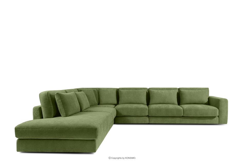 VERUS Veľká rohová pohovka do obývacej izby z tkanej látky ľavá zelená zelená - obrázok 2