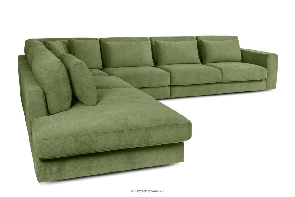 VERUS Veľká rohová pohovka do obývacej izby z tkanej látky ľavá zelená zelená - obrázok 3