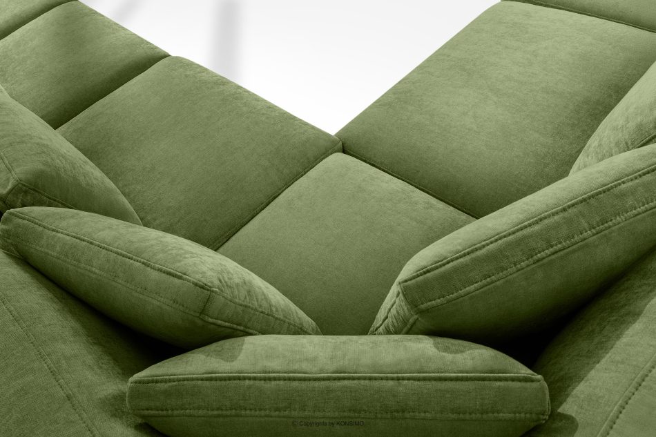 VERUS Veľká rohová pohovka do obývacej izby z tkanej látky ľavá zelená zelená - obrázok 10