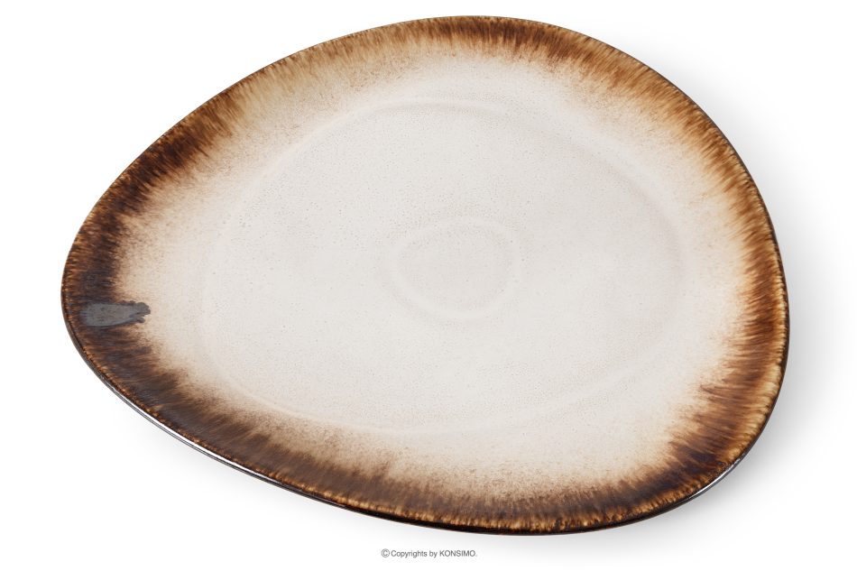 PRIMA Plochý servírovací tanier ručne glazovaný svetlo béžový svetlo béžová - obrázok 2