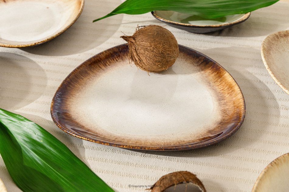 PRIMA Plochý servírovací tanier ručne glazovaný svetlo béžový svetlo béžová - obrázok 1