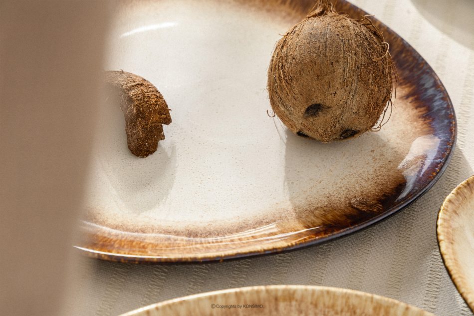 PRIMA Plochý servírovací tanier ručne glazovaný svetlo béžový svetlo béžová - obrázok 6