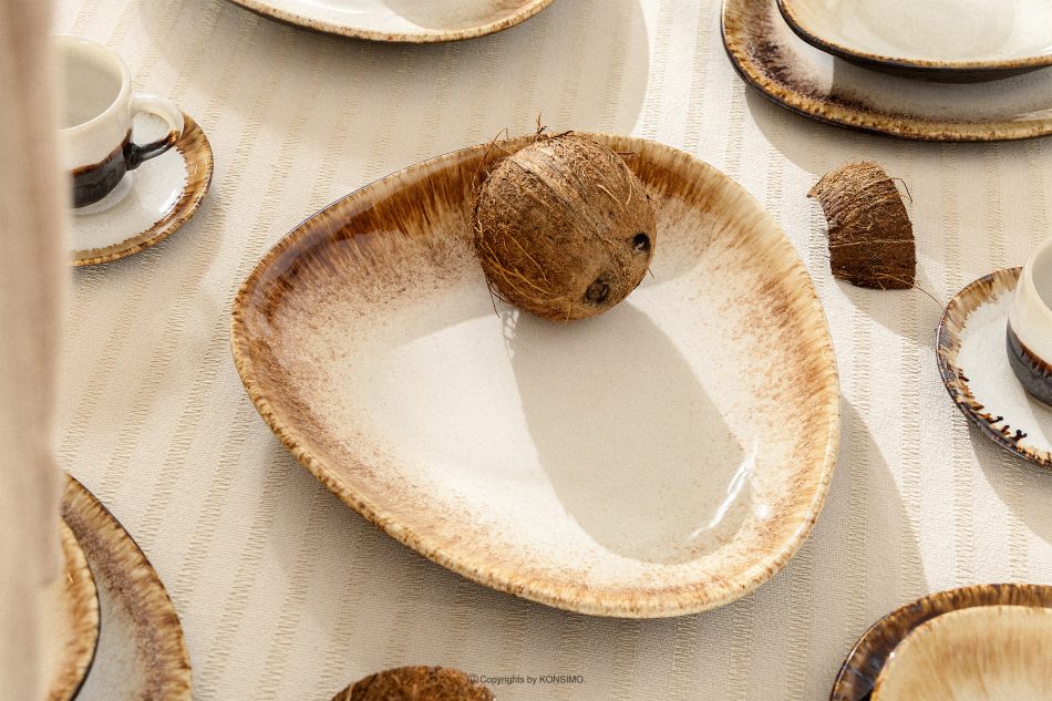 PRIMA Hlboký servírovací tanier ručne glazovaný svetlo béžový svetlo béžová - obrázok 6