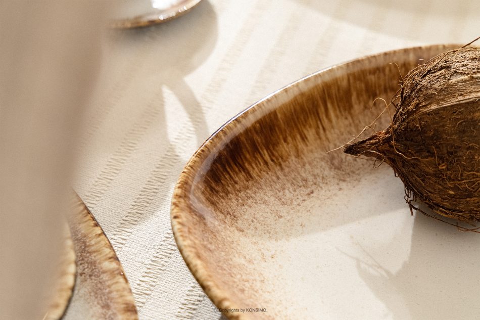 PRIMA Hlboký servírovací tanier ručne glazovaný svetlo béžový svetlo béžová - obrázok 7