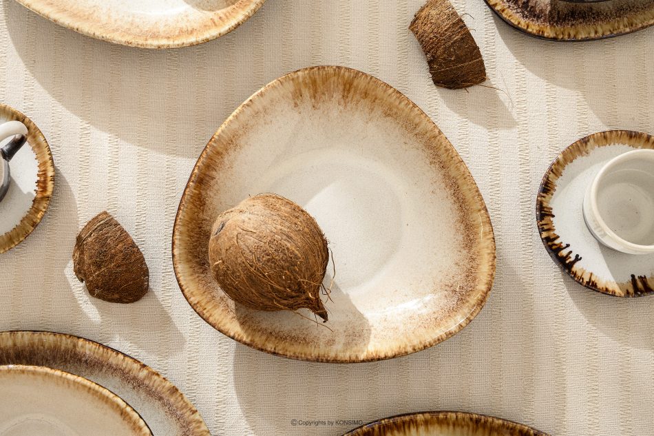 PRIMA Hlboký servírovací tanier ručne glazovaný svetlo béžový svetlo béžová - obrázok 1