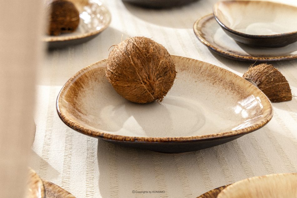 PRIMA Hlboký servírovací tanier ručne glazovaný svetlo béžový svetlo béžová - obrázok 6