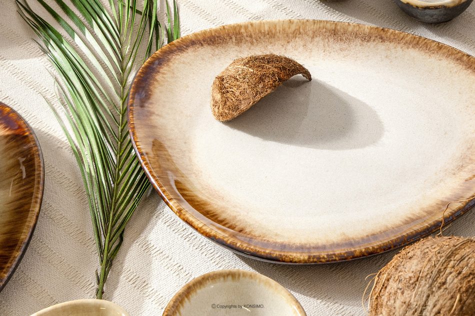 PRIMA Ručne glazovaný keramický jedálenský tanier 6 kusov svetlo béžový svetlo béžová - obrázok 8