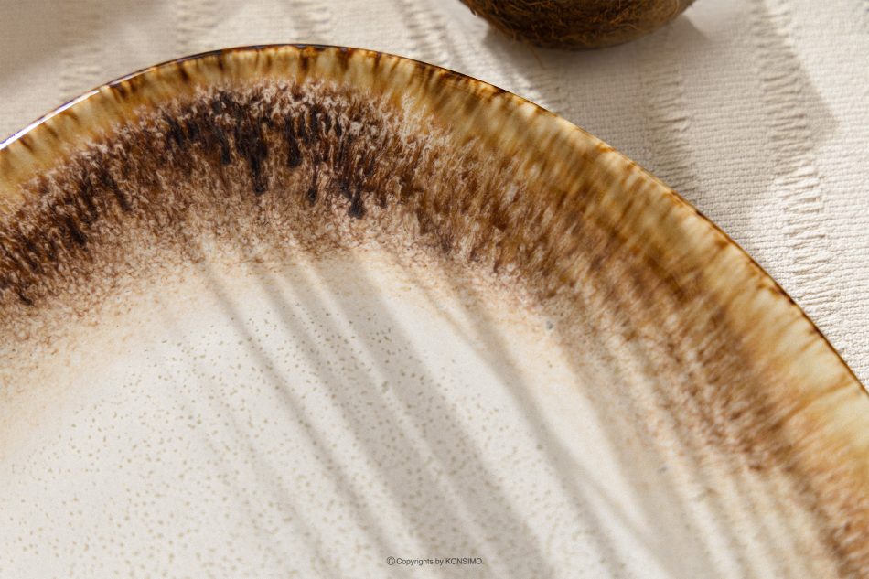 PRIMA Ručne glazovaný keramický jedálenský tanier 6 kusov svetlo béžový svetlo béžová - obrázok 9