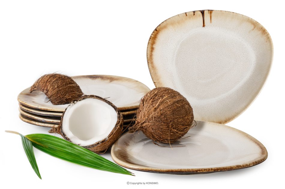 PRIMA Ručne glazovaný keramický dezertný tanier 6 ks svetlo béžová svetlo béžová - obrázok 0