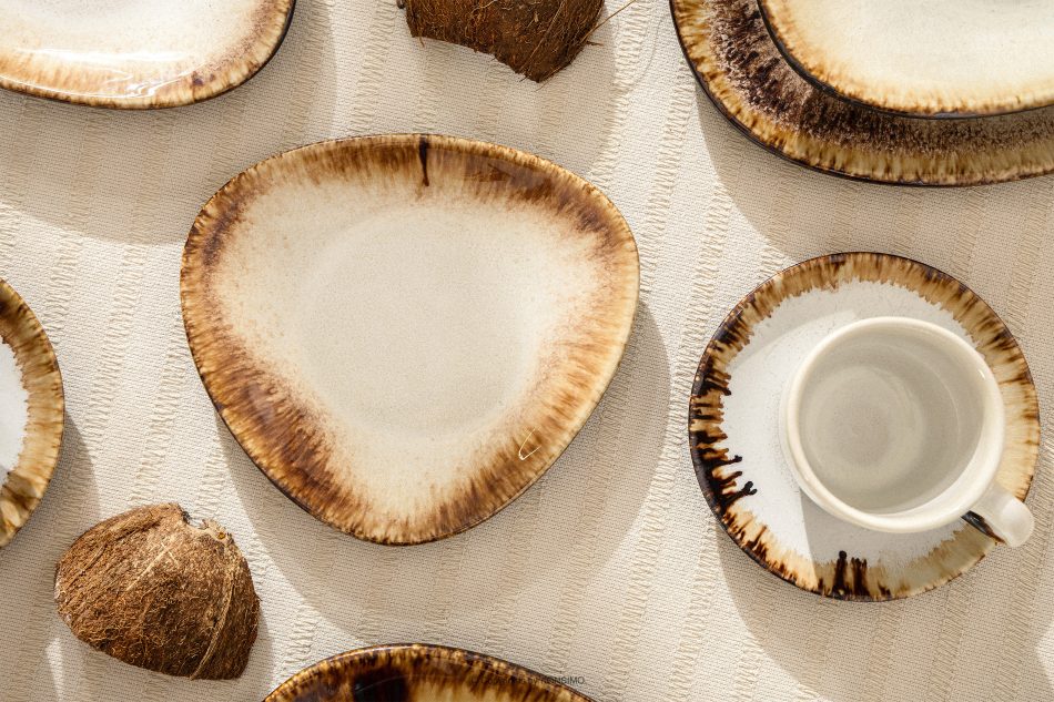 PRIMA Ručne glazovaný keramický dezertný tanier 6 ks svetlo béžová svetlo béžová - obrázok 8