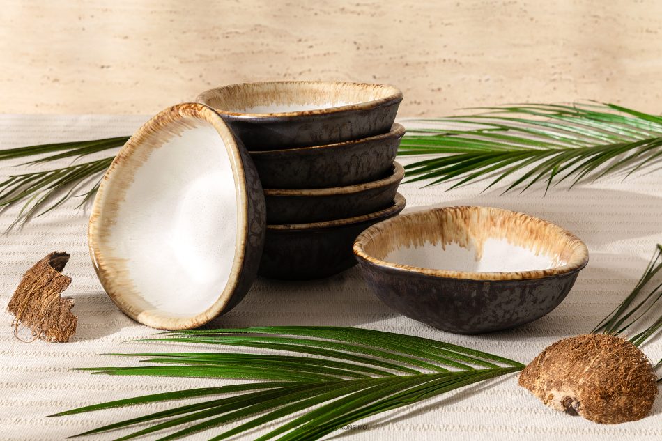 PRIMA Ručne glazovaná keramická misa 6 ks svetlo béžová svetlo béžová - obrázok 1