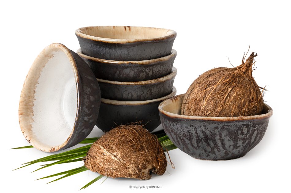 PRIMA Ručne glazovaná keramická misa na šalát 6 ks svetlo béžová svetlo béžová - obrázok 0