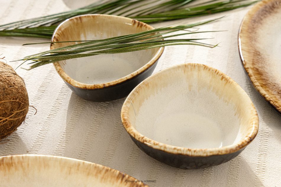 PRIMA Ručne glazovaná keramická misa na šalát 6 ks svetlo béžová svetlo béžová - obrázok 7