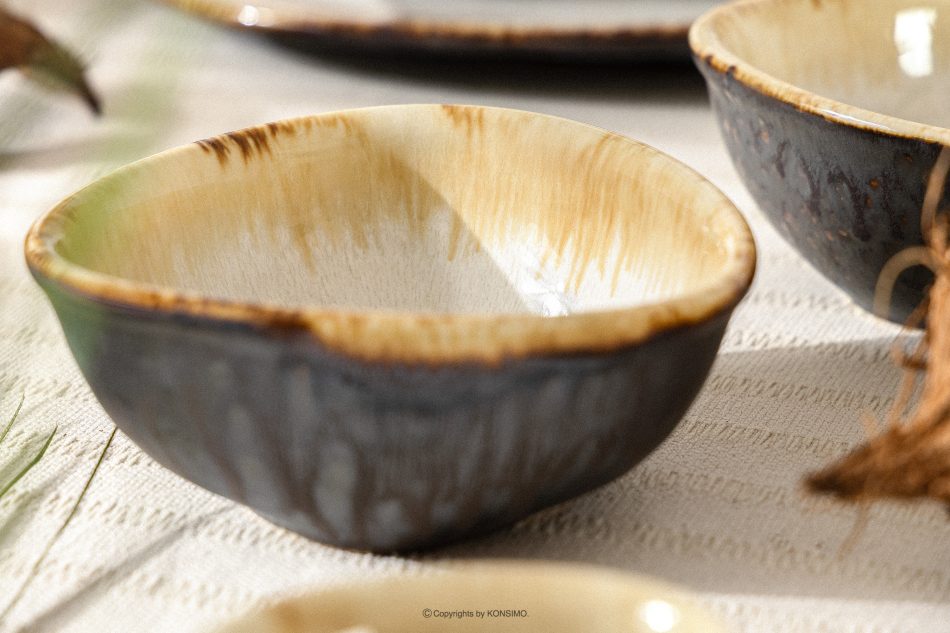 PRIMA Ručne glazovaná keramická misa na šalát 6 ks svetlo béžová svetlo béžová - obrázok 8