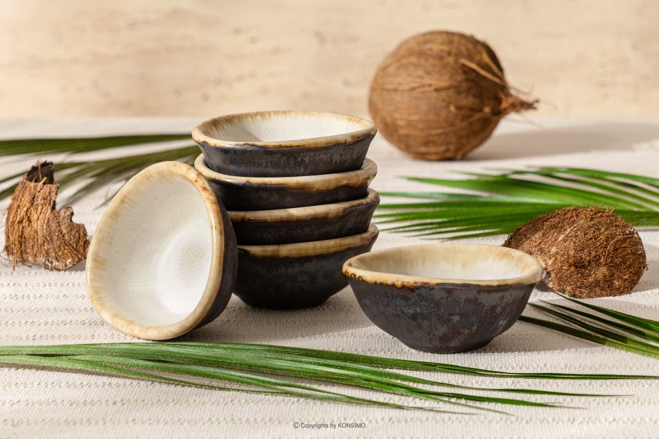 PRIMA Ručne glazovaná keramická misa na dip 6 ks svetlo béžová svetlo béžová - obrázok 1