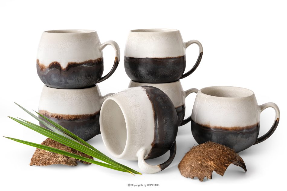 PRIMA Ručne glazovaný keramický hrnček 6 ks svetlo béžová svetlo béžová - obrázok 0