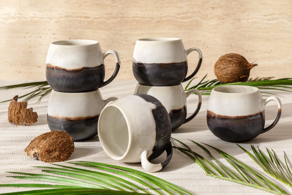 PRIMA Ručne glazovaný keramický hrnček 6 ks svetlo béžová svetlo béžová - obrázok 1