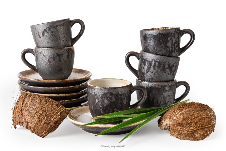 PRIMA Ručne glazovaná keramická podšálka na šálku espressa 6 ks svetlo béžová svetlo béžová - obrázok 0