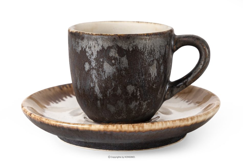 PRIMA Ručne glazovaná keramická podšálka na šálku espressa 6 ks svetlo béžová svetlo béžová - obrázok 2