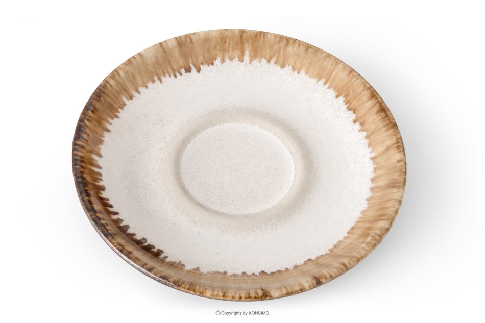 PRIMA Ručne glazovaná keramická podšálka na šálku espressa 6 ks svetlo béžová svetlo béžová - obrázok 6