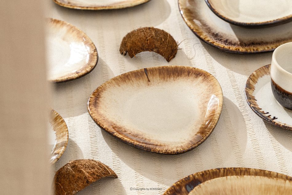 PRIMA Ručne glazovaná jedálenská súprava pre 6 osôb (18 ks) svetlo béžová svetlo béžová - obrázok 12