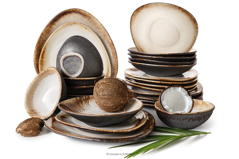 PRIMA Ručne glazovaný keramický jedálenský servis pre 6 osôb (24 ks) svetlo béžová svetlo béžová - obrázok 0