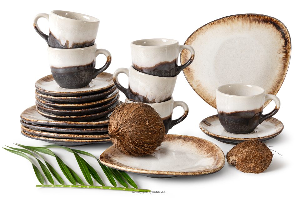 PRIMA Ručne glazovaná kávová súprava pre 6 osôb (18 ks) svetlo béžová svetlo béžová - obrázok 0