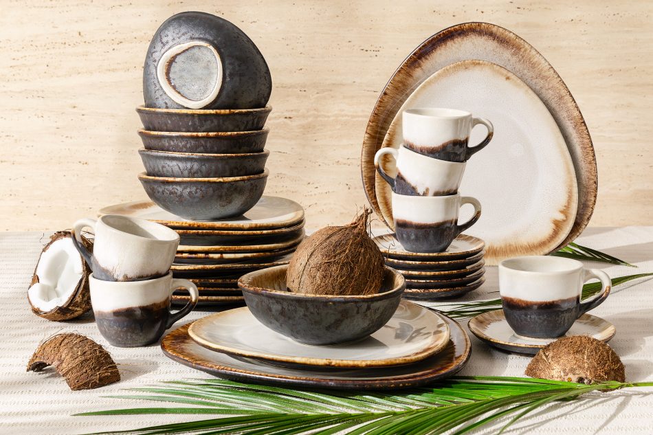 PRIMA Ručne glazovaná keramická večera a kávová súprava pre 6 osôb (30 ks) svetlo béžová svetlo béžová - obrázok 1