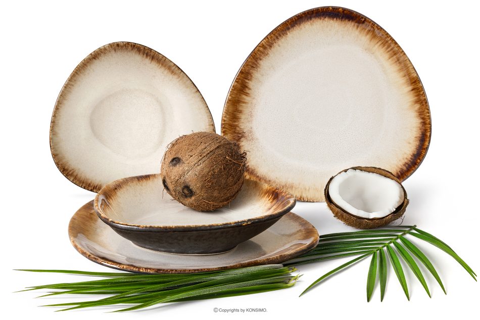 PRIMA Ručne glazovaná súprava na večeru pre 2 osoby (4 ks) svetlo béžová svetlo béžová - obrázok 0