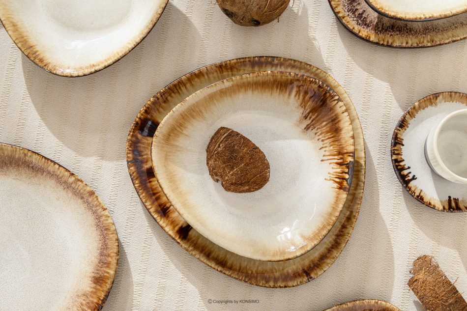 PRIMA Ručne glazovaná súprava na večeru pre 2 osoby (4 ks) svetlo béžová svetlo béžová - obrázok 8