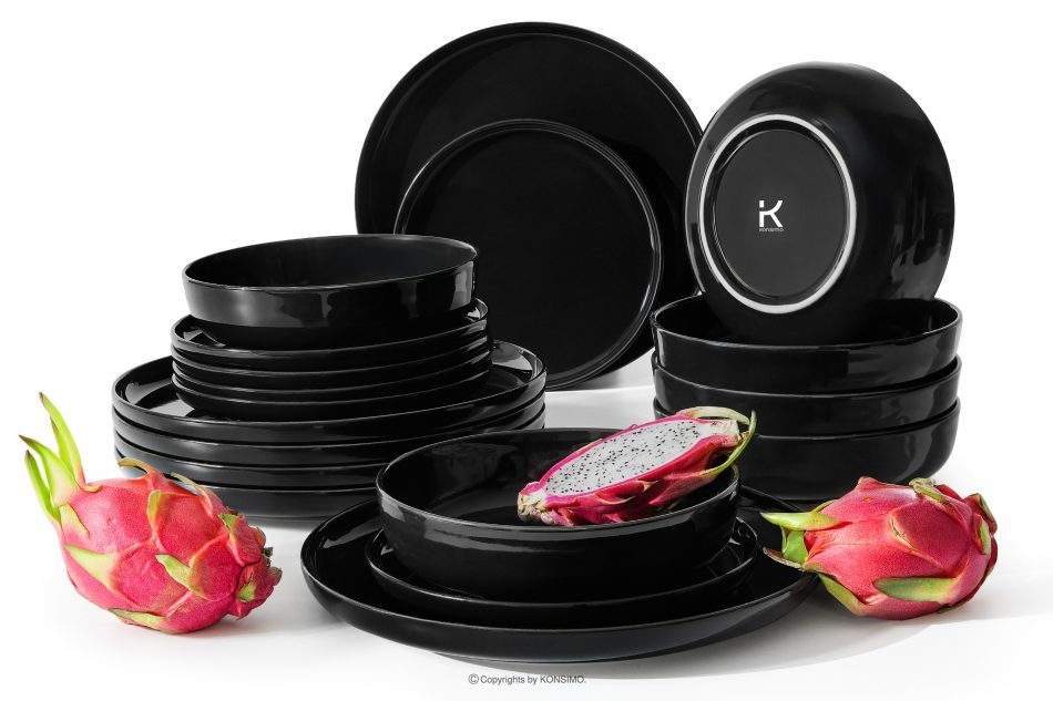 VICTO Jedálenská súprava lesklá čierna 6 os (18 ks) lesklá čierna - obrázok 0
