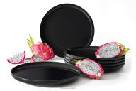 Jedálenský tanier lesklý čierny 6 ks.