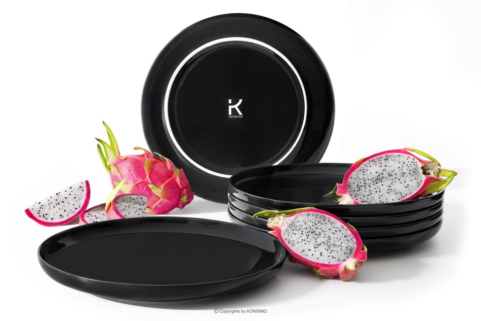 VICTO Jedálenský tanier lesklý čierny 6 ks. lesklá čierna - obrázok 2