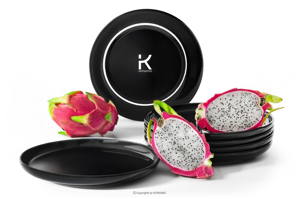 VICTO Dezertný tanier lesklý čierny 6 ks. lesklá čierna - obrázok 2