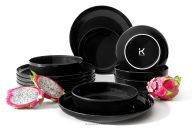 Jedálenská súprava lesklá čierna 6os. (12 ks.)