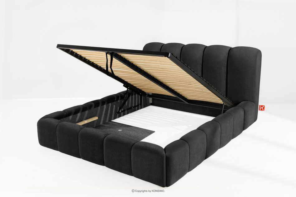 MERIDE Čalúnená posteľ 160 cm s antracitovým prešívaním antracitová - obrázok 7