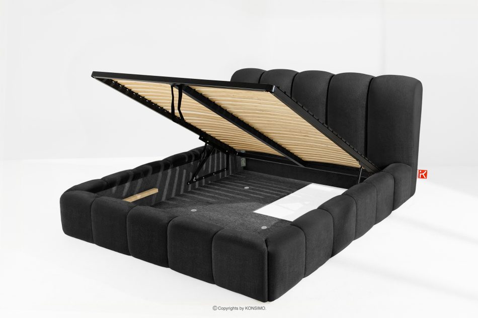 MERIDE Čalúnená posteľ 160 cm s antracitovým prešívaním antracitová - obrázok 9