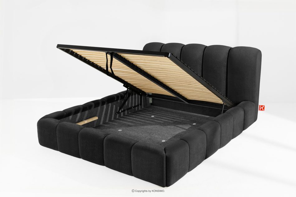 MERIDE Čalúnená posteľ 160 cm s antracitovým prešívaním antracitová - obrázok 10