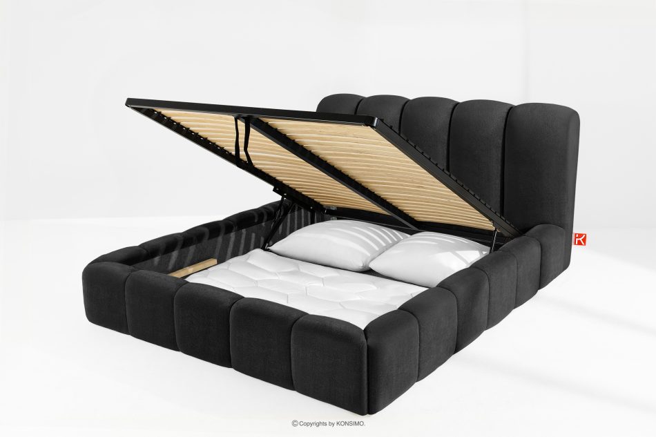 MERIDE Čalúnená posteľ 160 cm s antracitovým prešívaním antracitová - obrázok 11