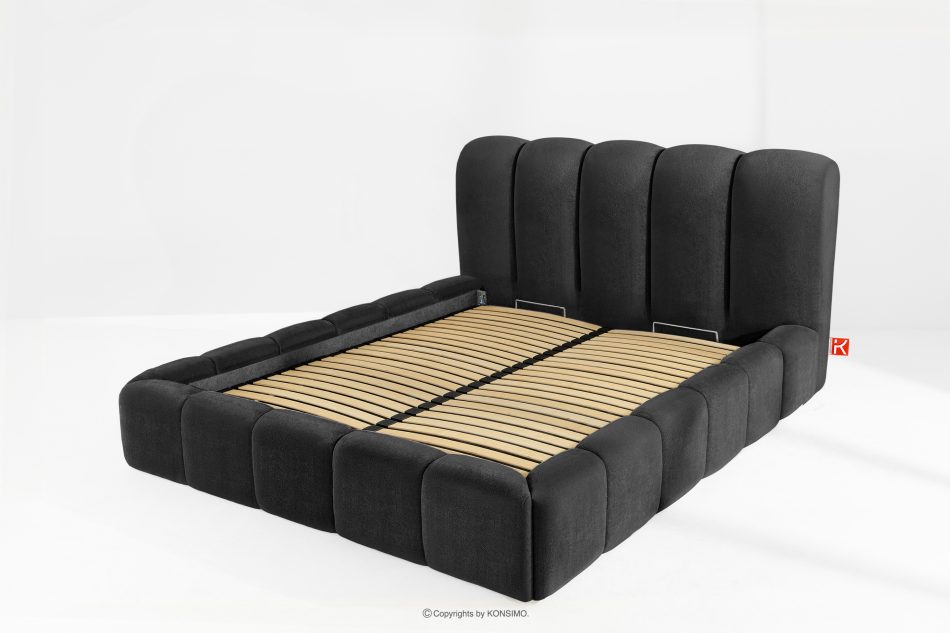 MERIDE Čalúnená posteľ 160 cm s antracitovým prešívaním antracitová - obrázok 12