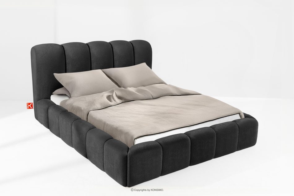 MERIDE Čalúnená posteľ 160 cm s antracitovým prešívaním antracitová - obrázok 1