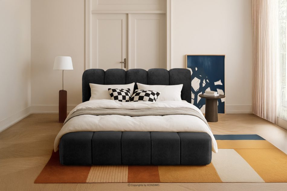 MERIDE Čalúnená posteľ 160 cm s antracitovým prešívaním antracitová - obrázok 21