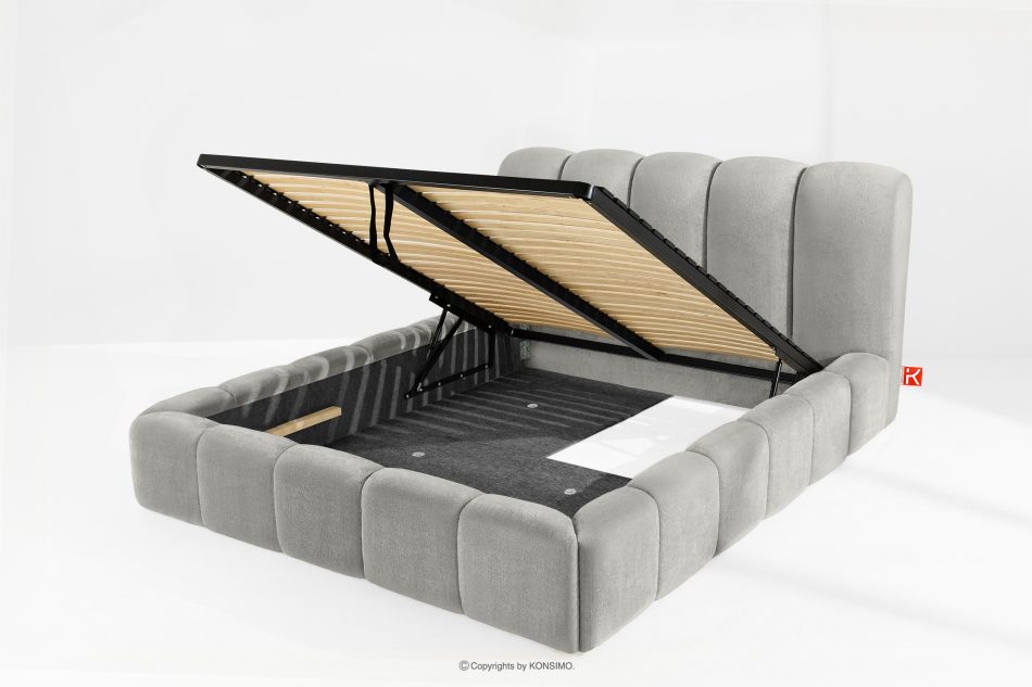 MERIDE Čalúnená posteľ 160 cm so svetlosivým prešívaním svetlo šedá - obrázok 9