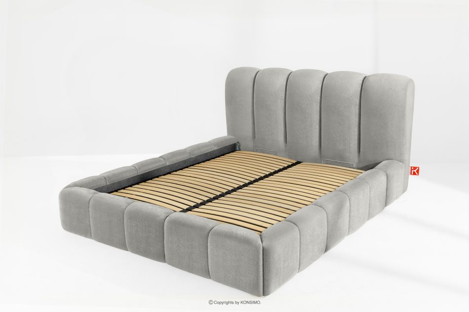 MERIDE Čalúnená posteľ 160 cm so svetlosivým prešívaním svetlo šedá - obrázok 12