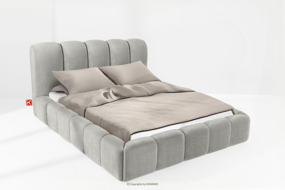 MERIDE Čalúnená posteľ 160 cm so svetlosivým prešívaním svetlo šedá - obrázok 1